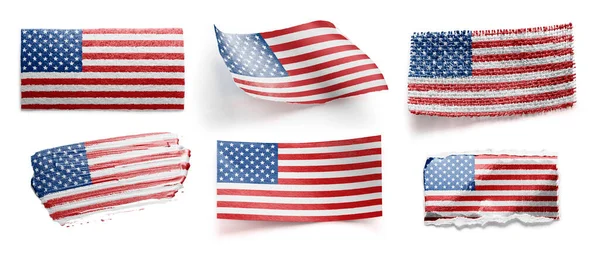 Set of the national flag of USA on a white background — Stock Photo, Image