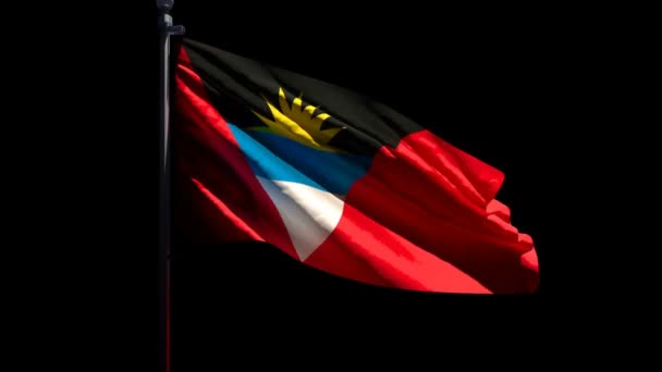 Antigua Barbuda nemzeti zászlaja a szélben. — Stock videók