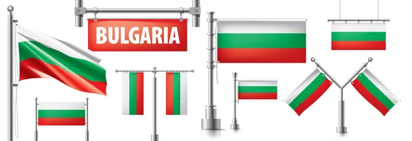 Conjunto vectorial de la bandera nacional de Bulgaria en varios diseños creativos — Vector de stock