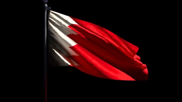 Die Nationalflagge Bahrains weht im Wind vor schwarzem Hintergrund — Stockvideo