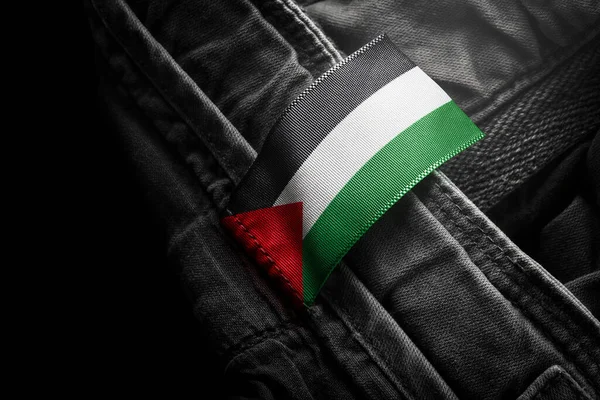 Tag på mörka kläder i form av flagga Palestina — Stockfoto