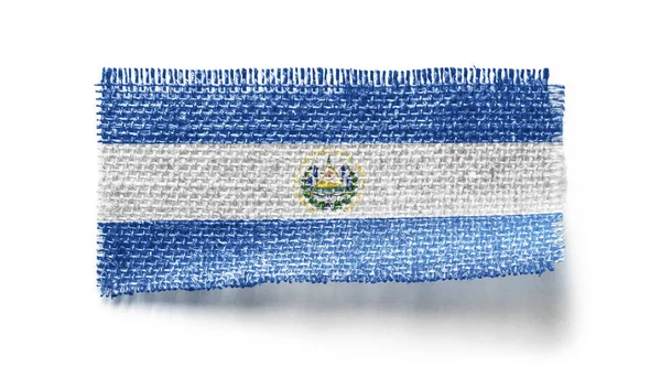 Bandiera Salvador su un pezzo di stoffa su sfondo bianco — Foto Stock