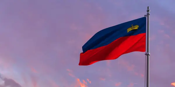 3d representación de la bandera nacional de Liechtenstein — Foto de Stock