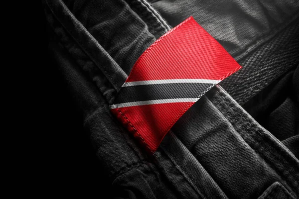 Üzerinde Trinidad ve Tobago bayrağı şeklinde koyu renk giysiler var. — Stok fotoğraf