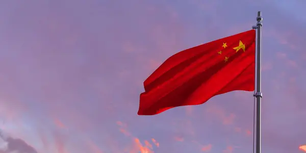 3D-Darstellung der Nationalflagge Chinas — Stockfoto