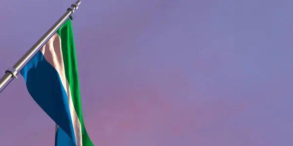 Sierra Leone 'nin ulusal bayrağının 3D görüntüsü — Stok fotoğraf
