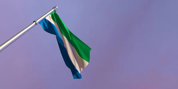 A Sierra Leone nemzeti lobogójának 3D-s bemutatása — Stock Fotó