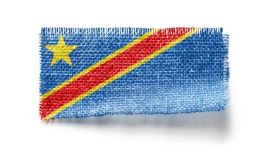 Demokratik Kongo Cumhuriyeti beyaz arka planda bir kumaş parçasına bayrak dikti