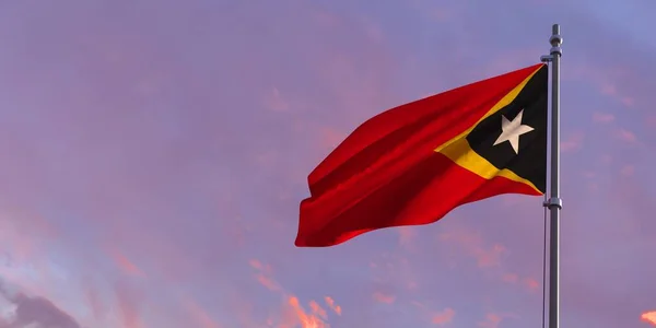 Doğu Timor 'un ulusal bayrağının 3D çizimi — Stok fotoğraf