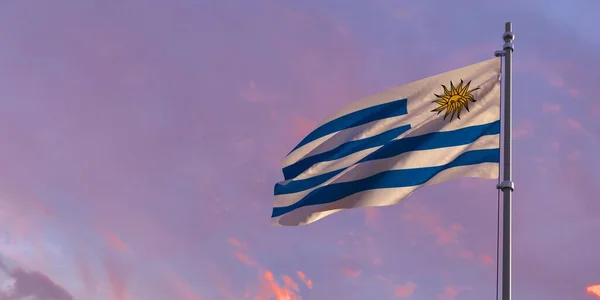 Az uruguayi nemzeti zászló 3D-s kiadása — Stock Fotó