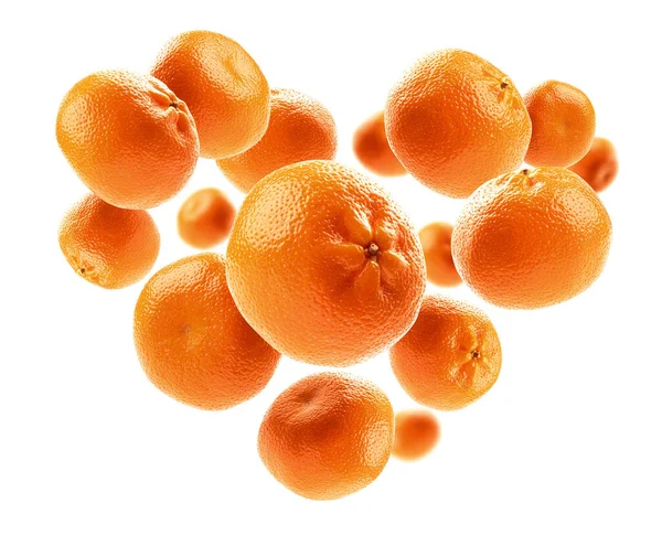 Oranges in the shape of a heart on a white background — Stock Photo, Image