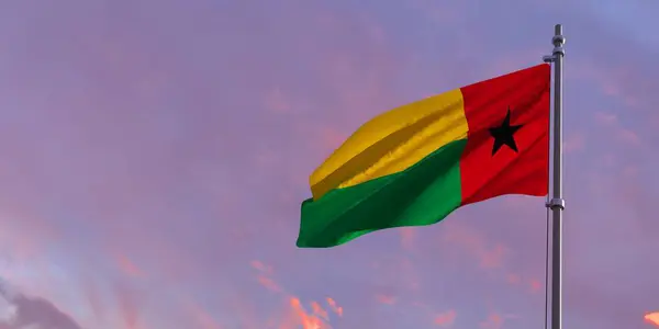 3d Utförande av Guinea-Bissaus nationella flagga — Stockfoto