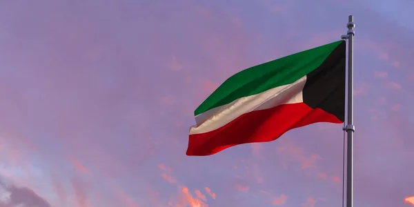 3D-återgivning av Kuwaits nationella flagga — Stockfoto