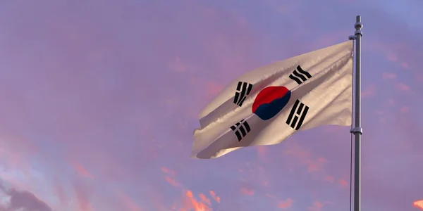 3d vykreslování národní vlajky Jižní Koreje — Stock fotografie