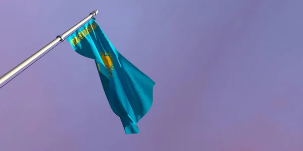 3d rendering of the national flag of the Kazakhstan — Stock Photo, Image