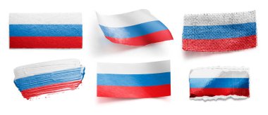 Beyaz arka planda Rusya 'nın ulusal bayrağının seti