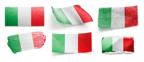 Set der italienischen Nationalflagge auf weißem Hintergrund — Stockfoto