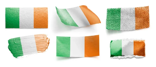 Ensemble du drapeau national de l'Irlande sur fond blanc — Photo