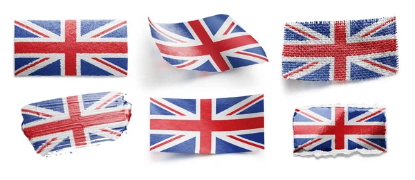 Σετ της εθνικής σημαίας του Ηνωμένου Βασιλείου σε λευκό φόντο — Φωτογραφία Αρχείου