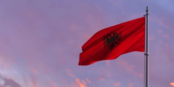 3d weergave van de nationale vlag van Albanië — Stockfoto