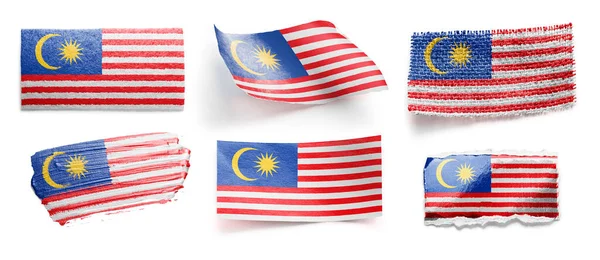 Conjunto de la bandera nacional de Malasia sobre fondo blanco — Foto de Stock