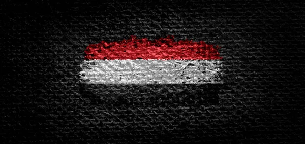 Bandera nacional de Yemen sobre tela oscura —  Fotos de Stock