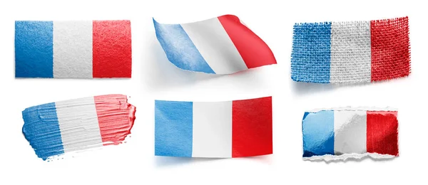 Conjunto da bandeira nacional da França sobre fundo branco — Fotografia de Stock