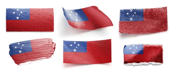 Set of the national flag of Samoa on a white background — Stock Photo, Image