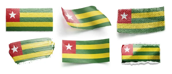 Conjunto de la bandera nacional de Togo sobre fondo blanco — Foto de Stock