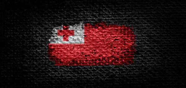 Drapeau national des Tonga sur tissu sombre — Photo