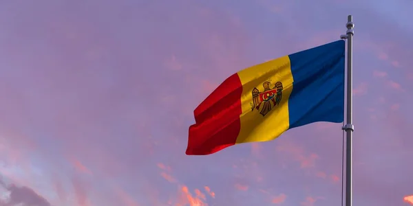 3d representación de la bandera nacional de Moldavia — Foto de Stock