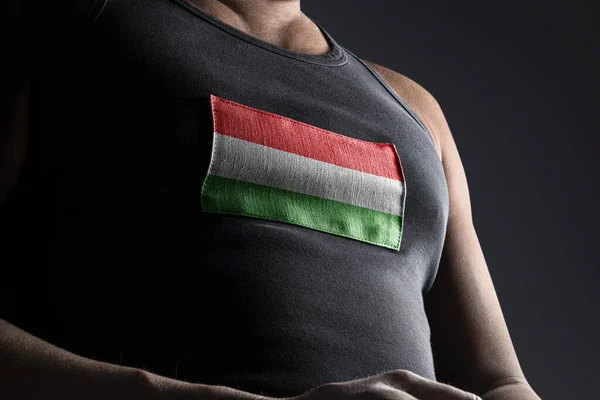 Bandeira nacional da Bulgária no peito dos atletas — Fotografia de Stock