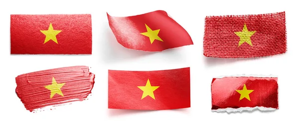 Set van de nationale vlag van Vietnam op een witte achtergrond — Stockfoto
