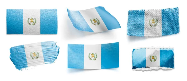 Conjunto da bandeira nacional da Guatemala sobre fundo branco — Fotografia de Stock