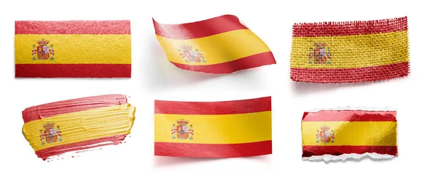 Conjunto de la bandera nacional de España sobre fondo blanco — Foto de Stock