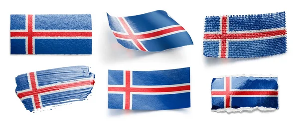 Conjunto de la bandera nacional de Islandia sobre fondo blanco — Foto de Stock