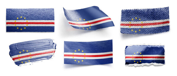 Set of the national flag of Cape Verde on a white background