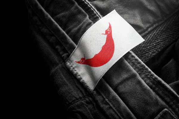 Tag on dark clothing in the form of the flag of the Easter Island — Stock Photo, Image