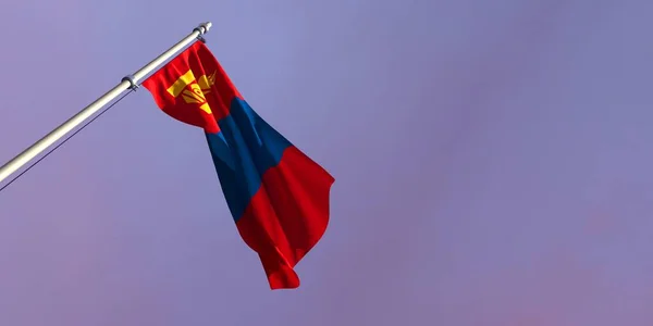 3d rendu du drapeau national de la Mongolie — Photo