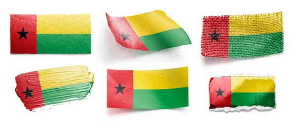 Conjunto de la bandera nacional de Guinea Bissau sobre fondo blanco — Foto de Stock