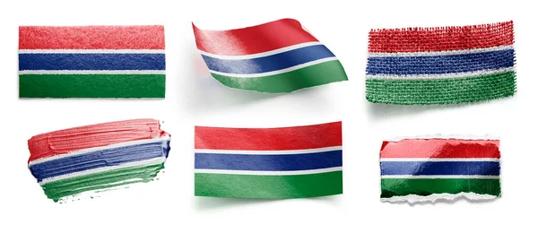 Set der Nationalflagge von Gambia auf weißem Hintergrund — Stockfoto