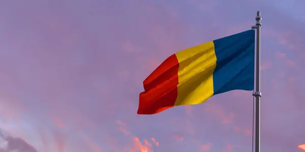 3d weergave van de nationale vlag van Roemenië — Stockfoto