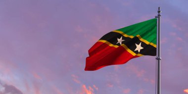 Saint Kitts ve Nevis 'in ulusal bayrağının 3D versiyonu