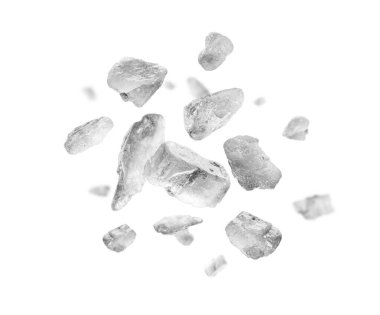 Rock salt close up levitating on a white background clipart