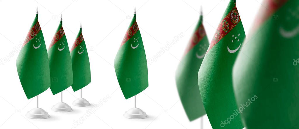 Set of Turkmenistan national flags on a white background