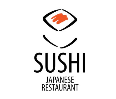 Beyaz arka planda Japon yiyeceklerinin vektör logosu