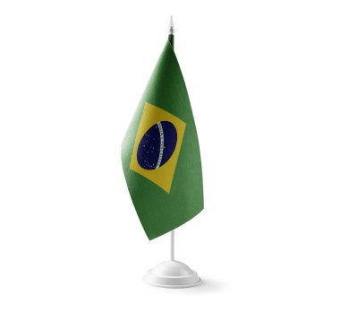 Beyaz arka planda Brezilya 'nın küçük ulusal bayrağı