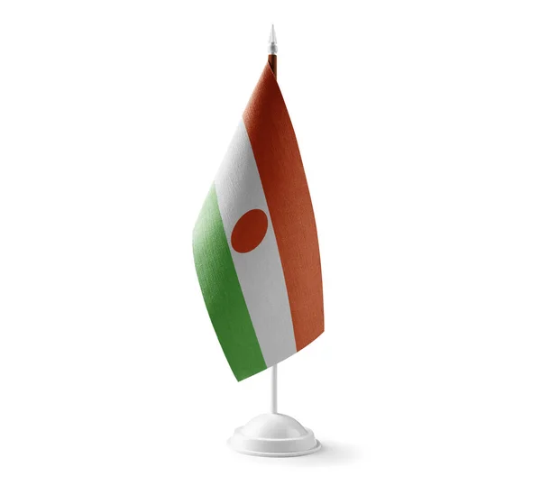 Kis nemzeti zászló a Niger fehér alapon — Stock Fotó