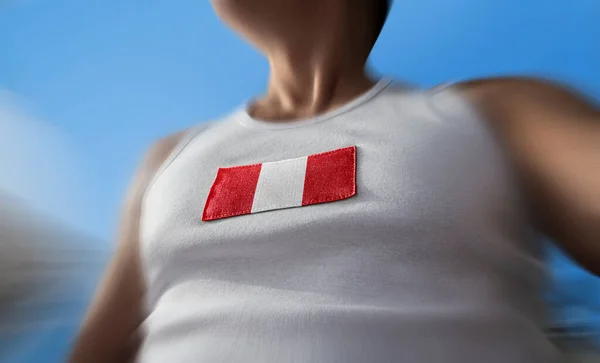 La bandera nacional de Perú en el pecho de los atletas — Foto de Stock