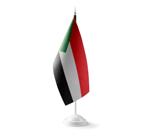 Small national flag of the Sudan on a white background — Stock Photo, Image